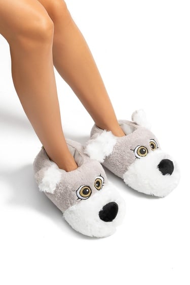  Lulu Kadın, Garson Boy Hayvanlı Panduf Gri 36/41