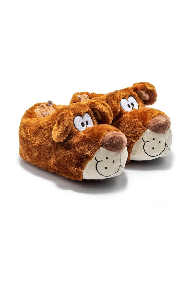  Fibert Kadın, Garson Boy Hayvanlı Panduf Kahverengi 36/41