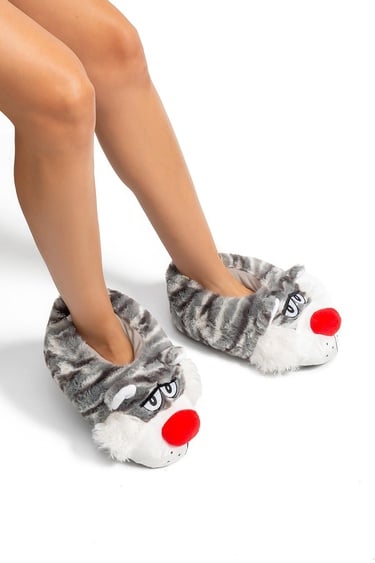  Silvo Kadın Hayvanlı Panduf Gri 36/41