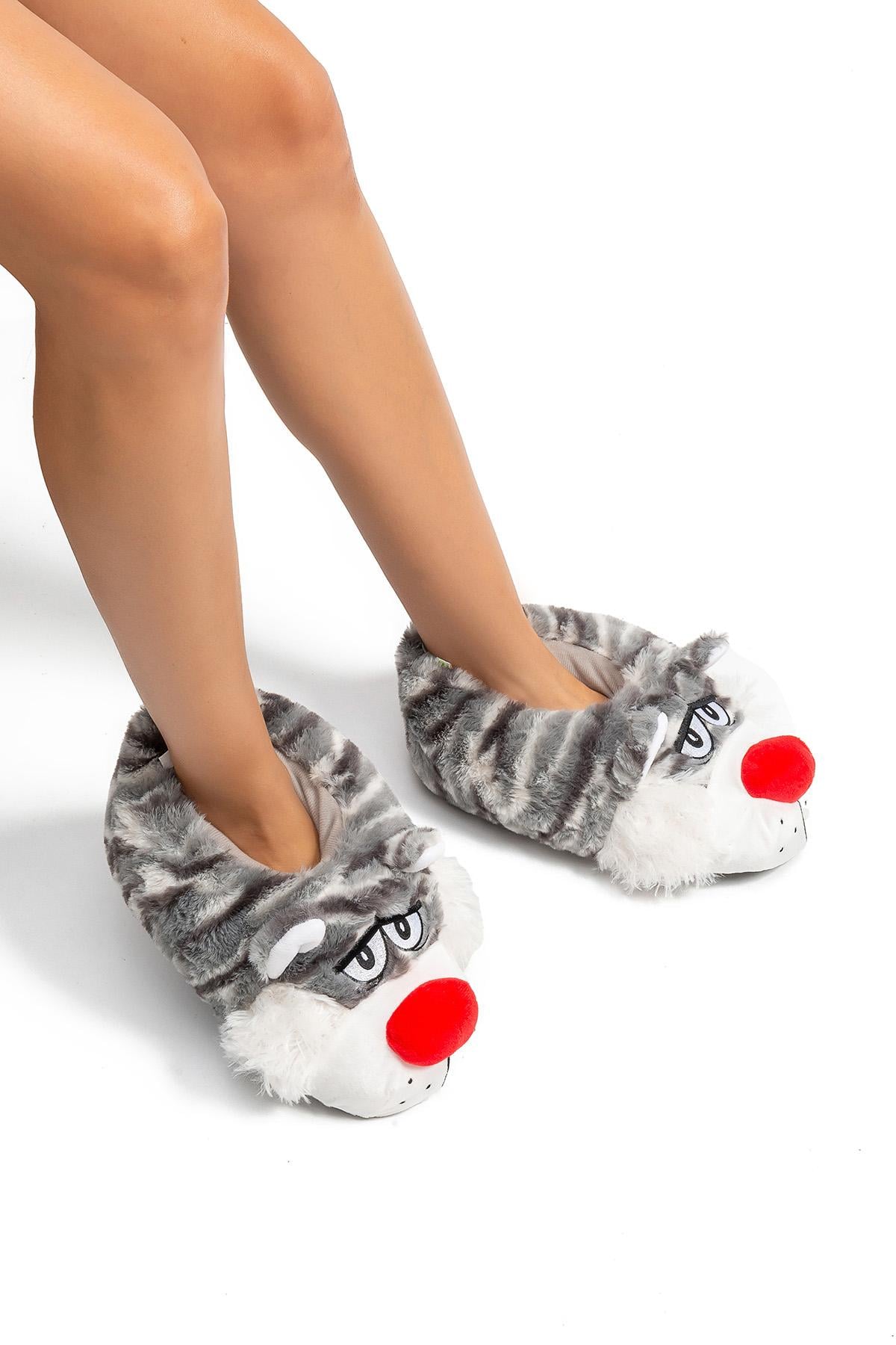  Silvo Kadın Hayvanlı Panduf Gri 36/41