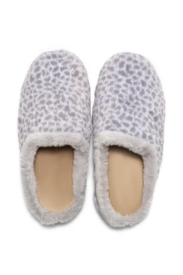  Leopar Kadın Ev Terliği Gri 36/41