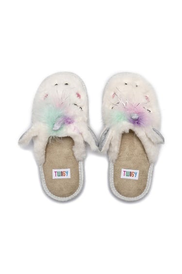  Sevimli Çocuk Ev Terliği Beyaz 30/35