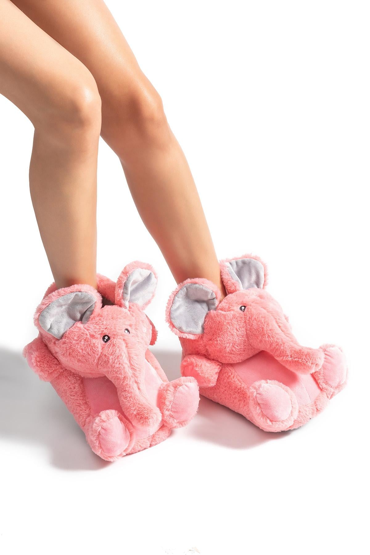  Elephant-2 Kadın Hayvanlı Panduf Pembe 36/41