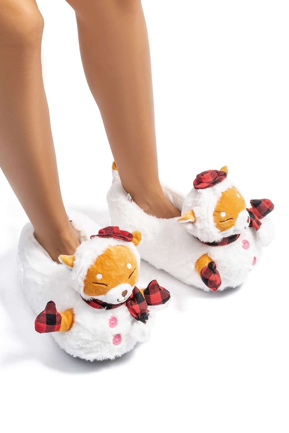  Eskimo Kadın,Garson Boy Hayvanlı Panduf Beyaz 36/41