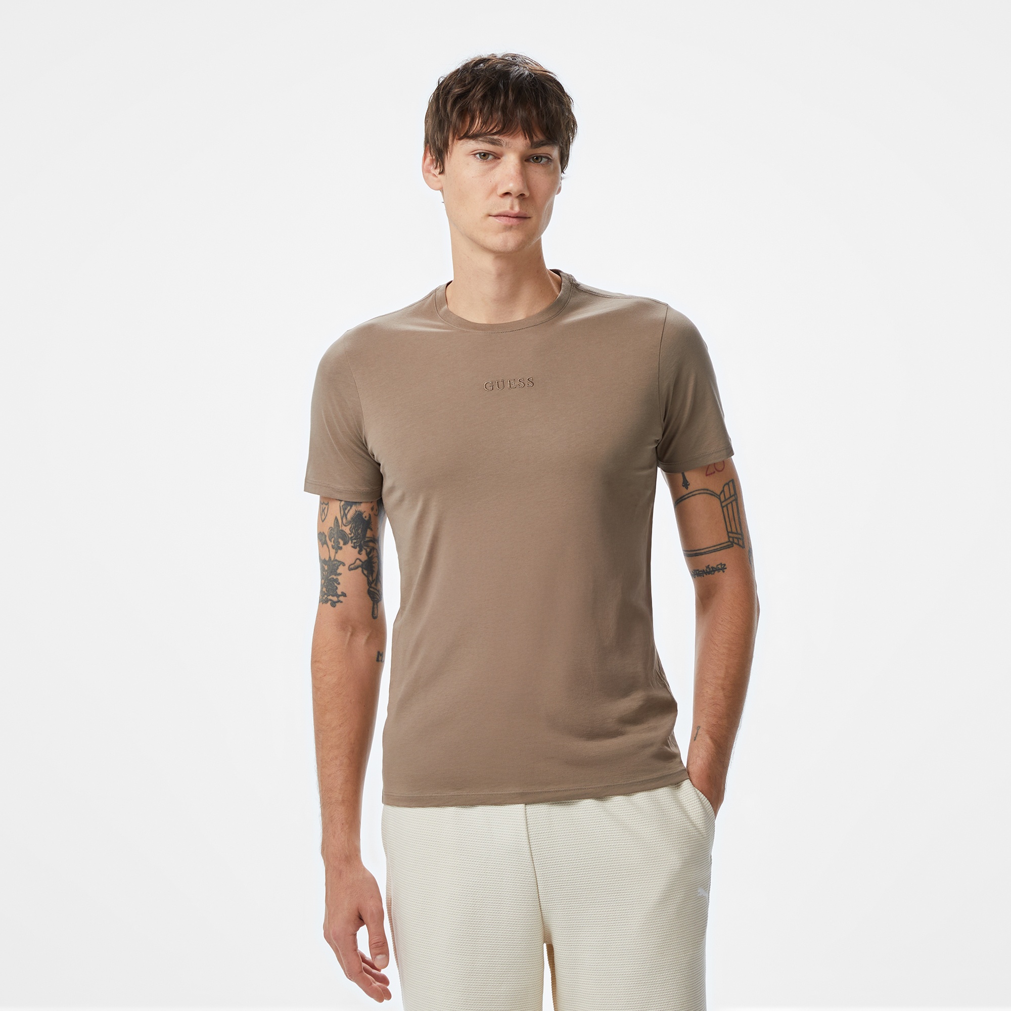 Guess Classic Erkek Kahverengi T-Shirt