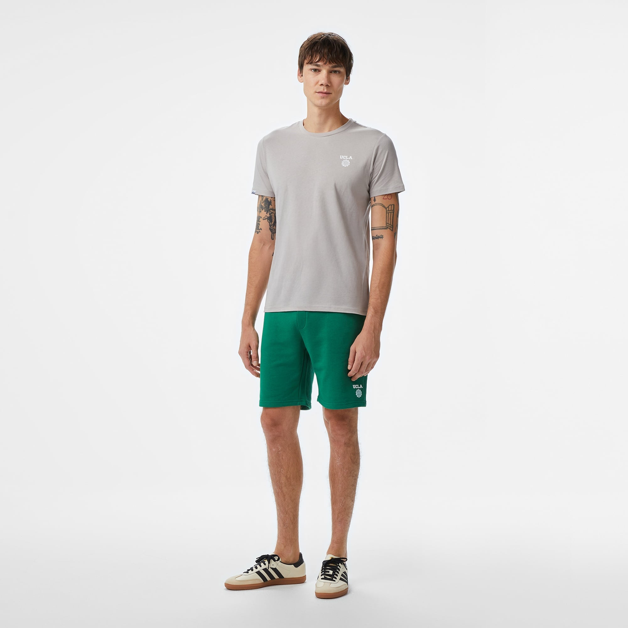 Ucla Bass Erkek Gri Bisiklet Yaka T-Shirt