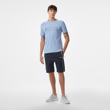  Boss Logo Erkek Mavi T-Shirt