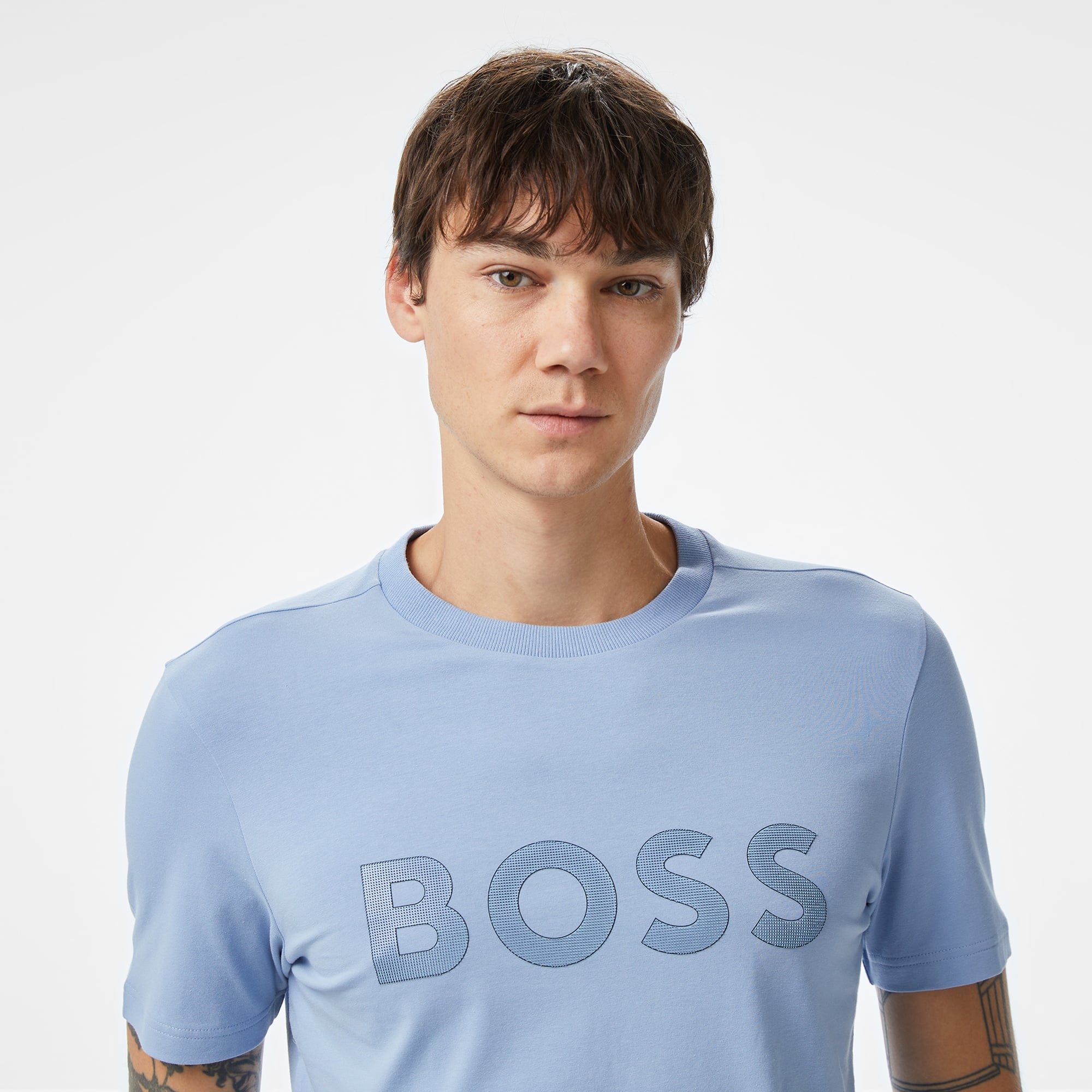 Boss Logo Erkek Mavi T-Shirt