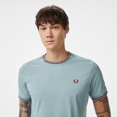  Fred Perry Twin Tipped Erkek Mavi T-Shirt