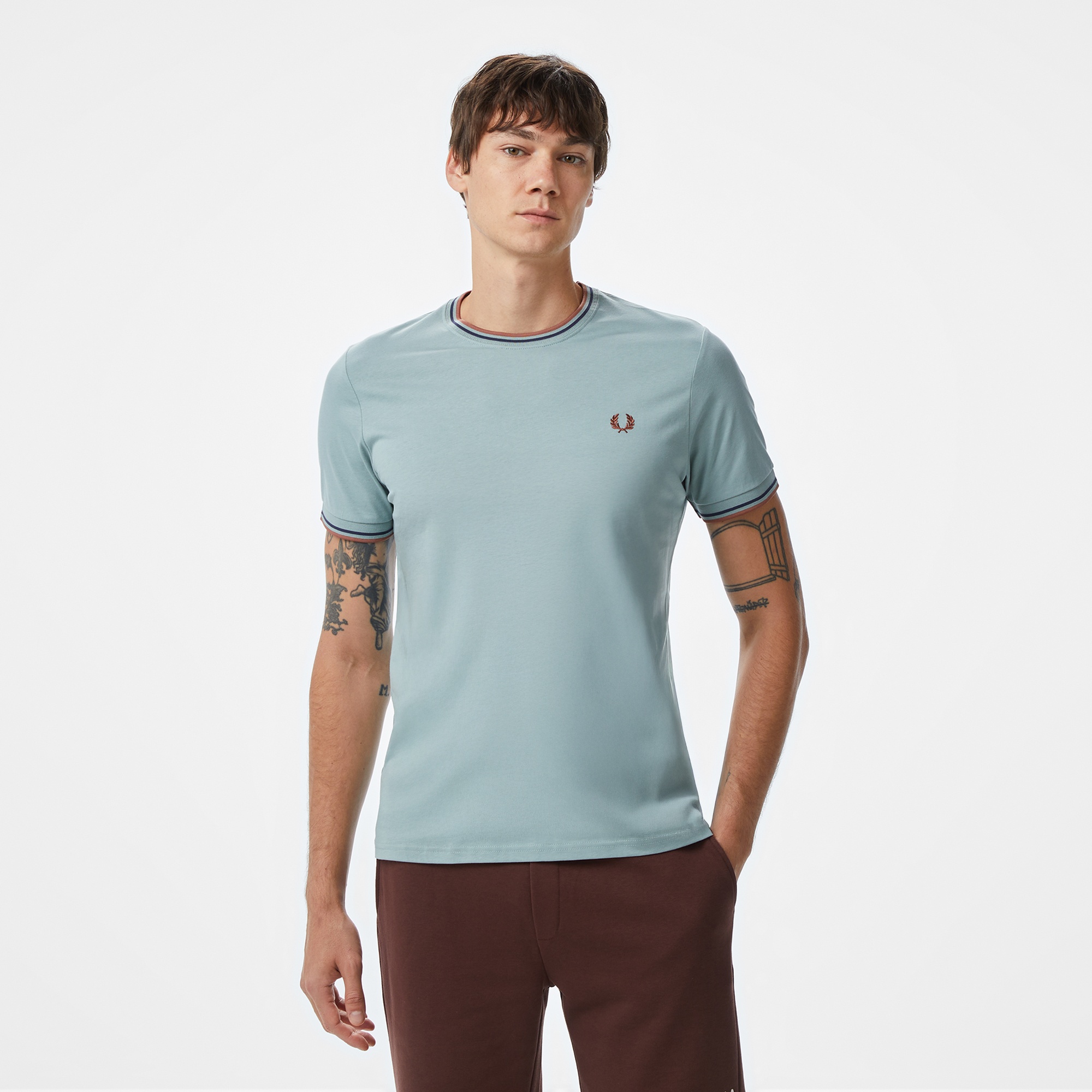 Fred Perry Twin Tipped Erkek Mavi T-Shirt