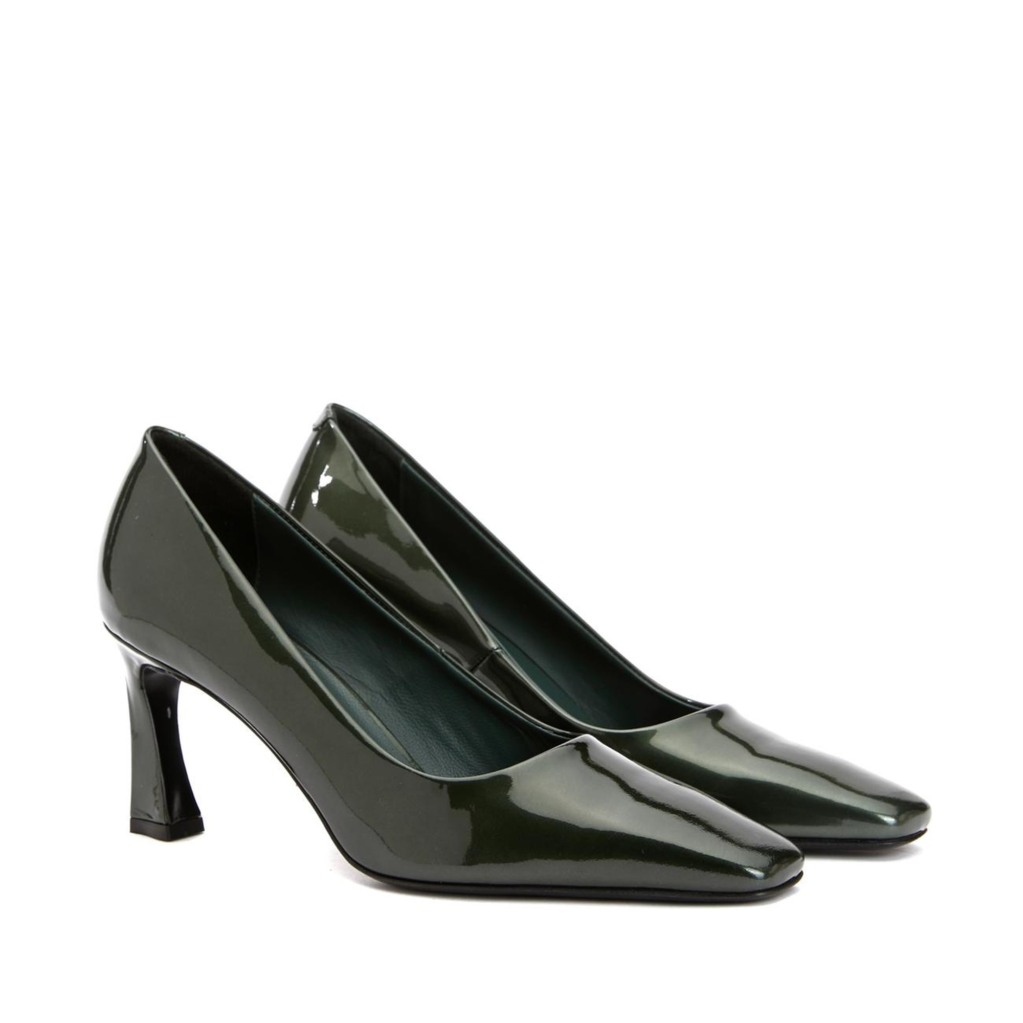 George Hogg Kadın Yeşil Rugan Deri Topuklu Ayakkabı