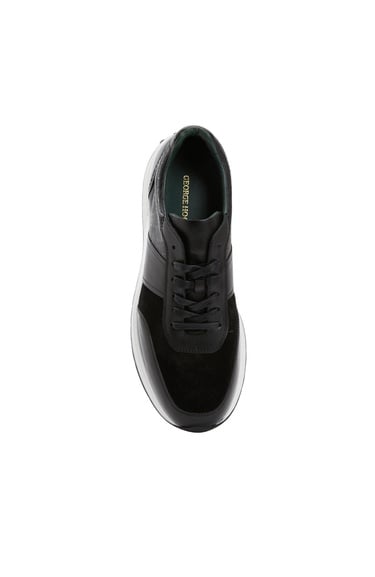  George Hogg Erkek Siyah Deri Sneaker