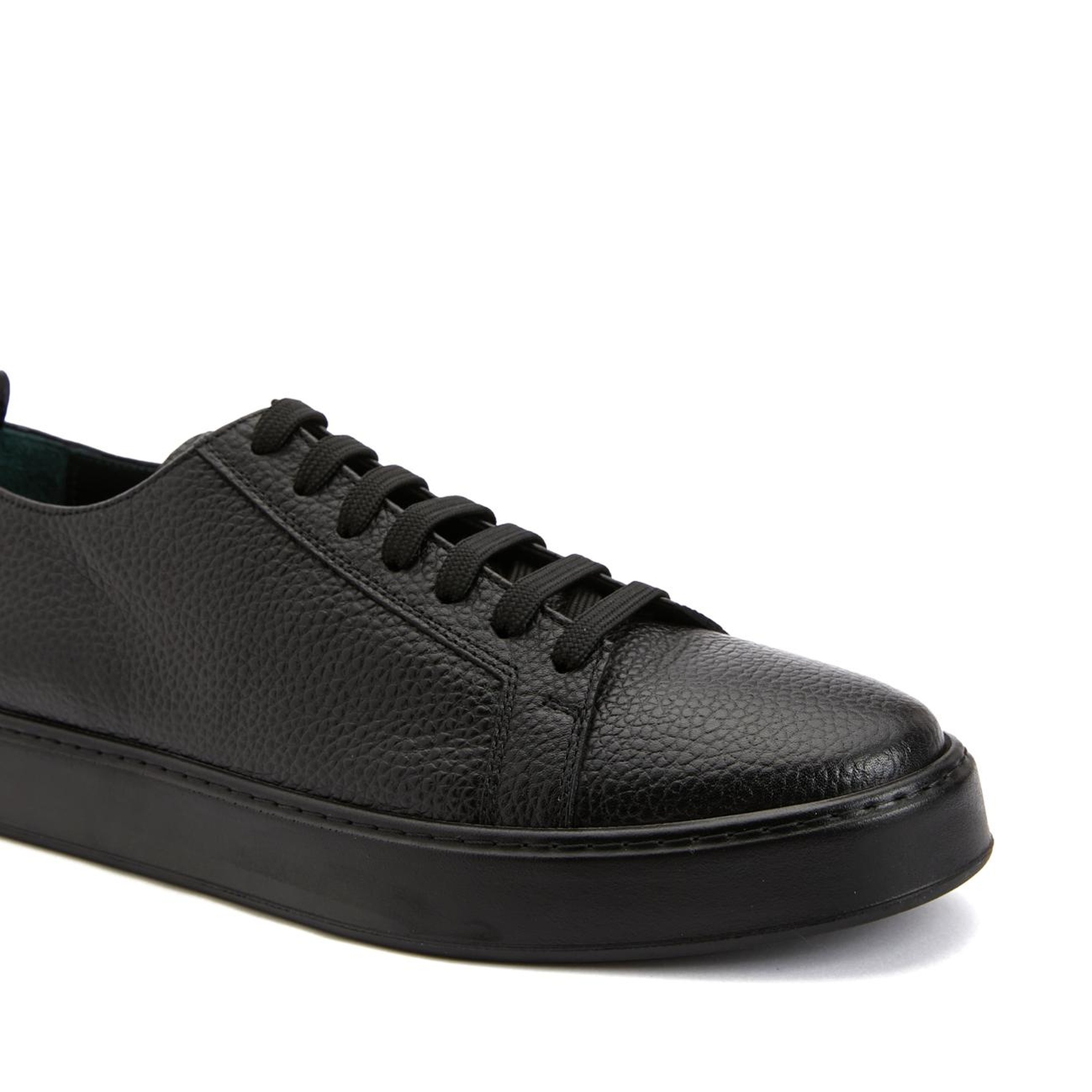 George Hogg Erkek Siyah Desenli Deri Sneaker