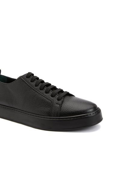  George Hogg Erkek Siyah Desenli Deri Sneaker