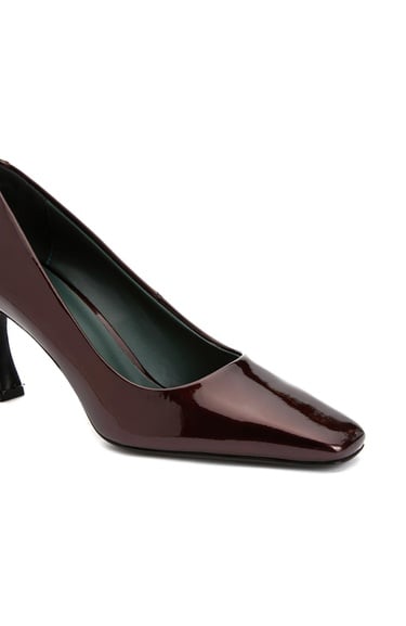  George Hogg Kadın Bordo Rugan Deri Topuklu Ayakkabı