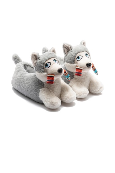  Camila Kadın Hayvanlı Panduf Gri 36/41