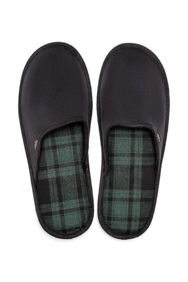  Ekose Erkek Ev Terliği Siyah Yeşil 41/46