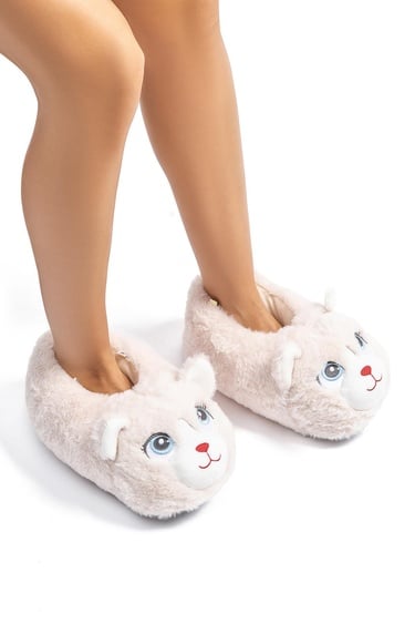  Kontes Kadın Hayvanlı Panduf Bej 36/41