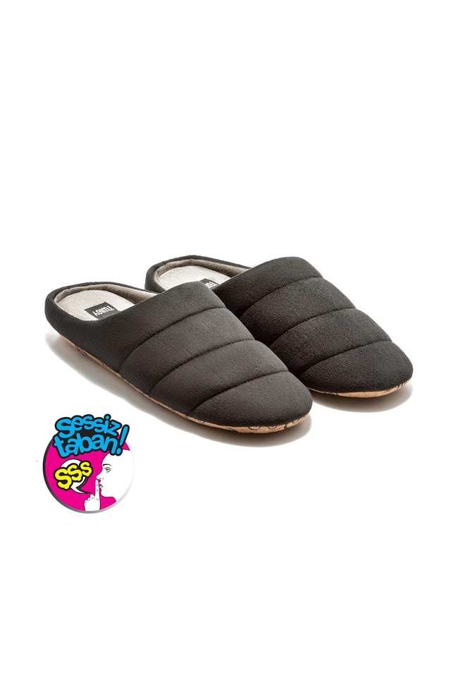  Adamo Erkek Ev Terliği Sessiz Taban Siyah Füme 41/46