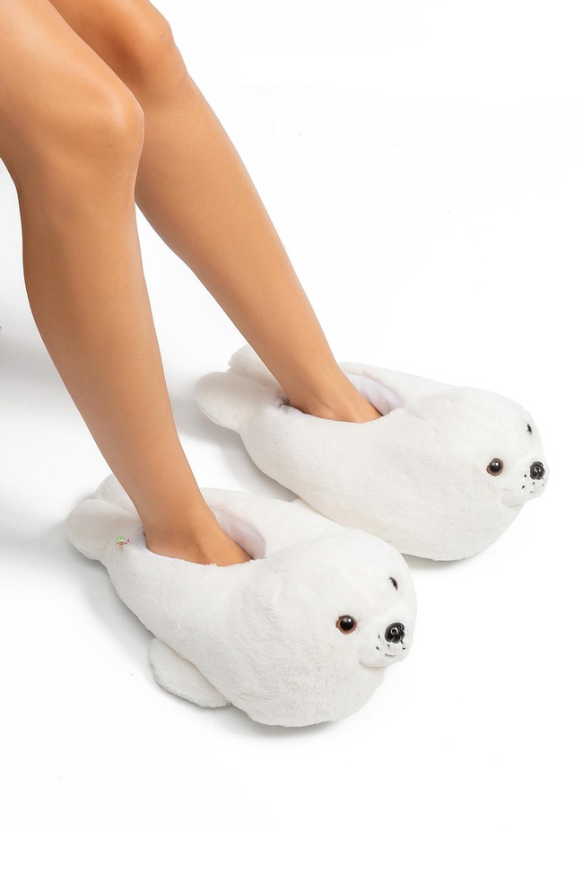  Foka Kadın Hayvanlı Panduf Beyaz 36/41