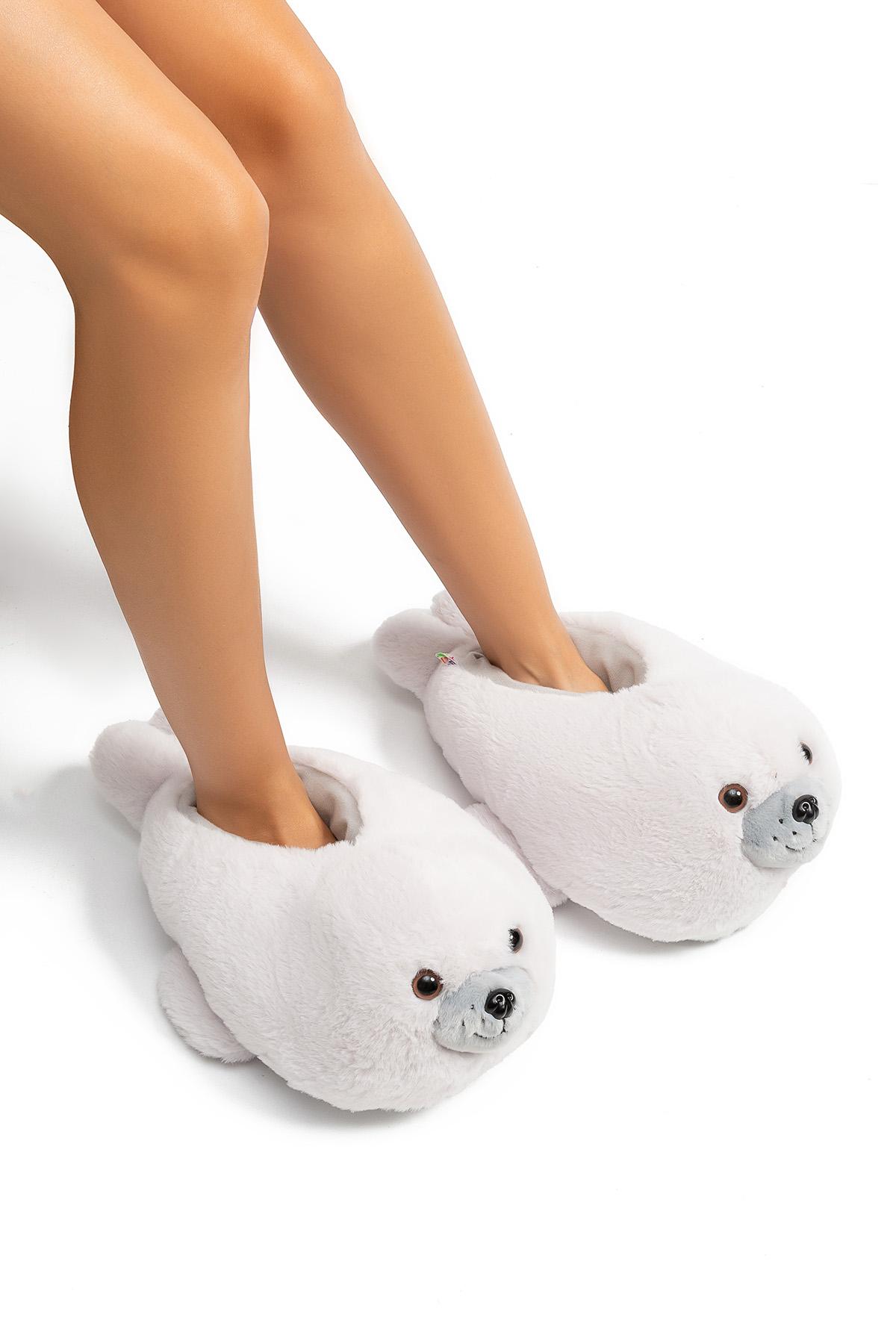  Foka Kadın Hayvanlı Panduf Gri 36/41