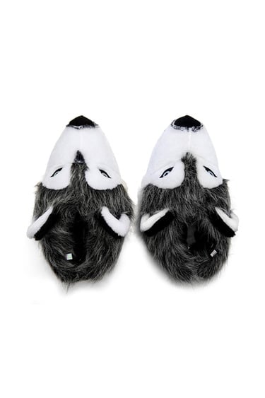  Husky Erkek Hayvanlı Panduf Gri 40/45