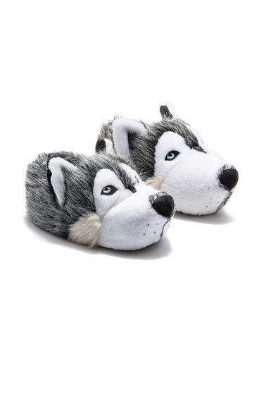  Husky Erkek Hayvanlı Panduf Gri 40/45