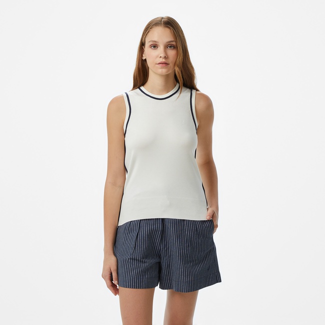  Nautica Kadın Beyaz Slim Fit Triko