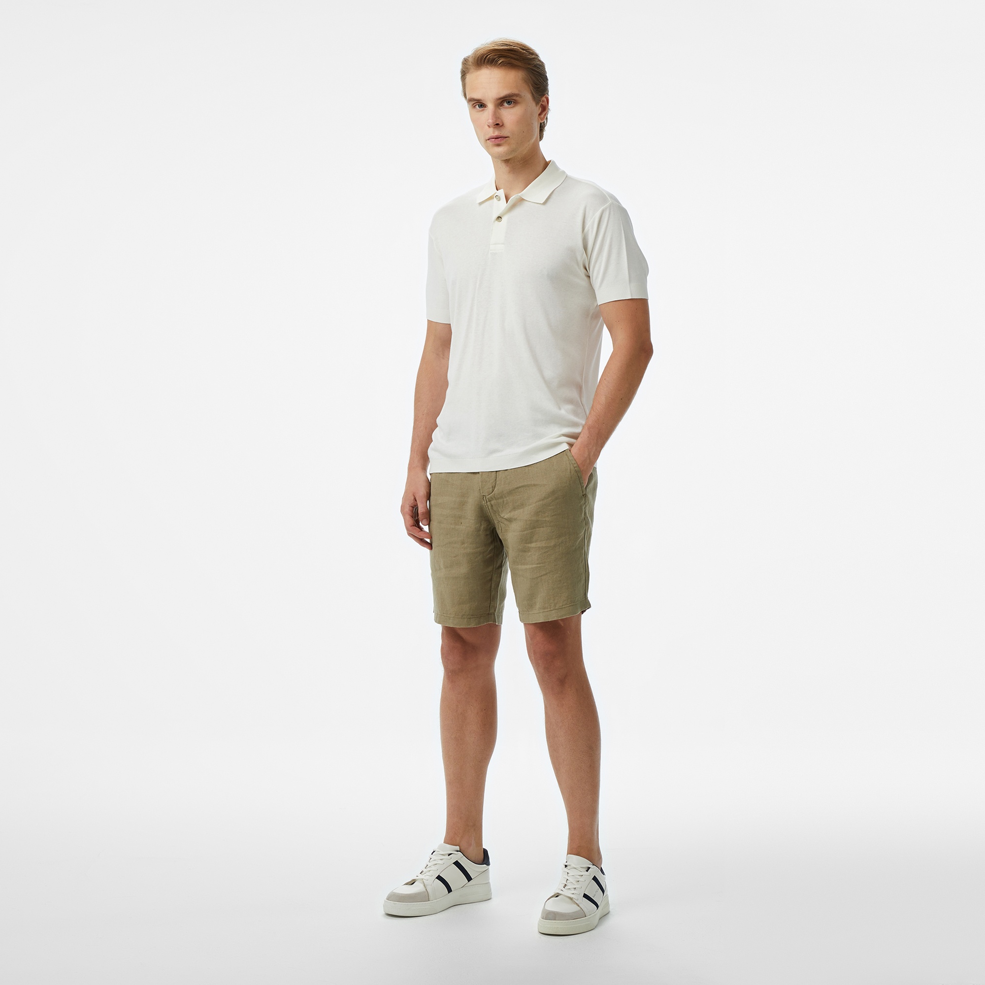 Nautica Erkek Ekru Classic Fit Polo