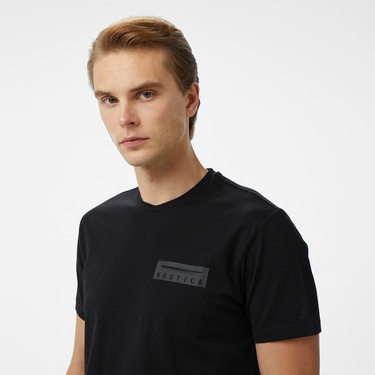  Nautica Erkek Siyah Regular Fit Baskılı T-Shirt
