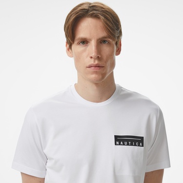  Nautica Erkek Beyaz Regular Fit Baskılı T-Shirt