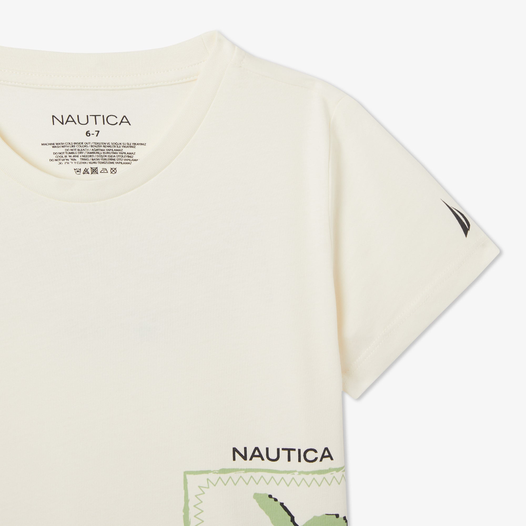 Nautica Erkek Çocuk Krem Regular Fit Baskılı T-Shirt