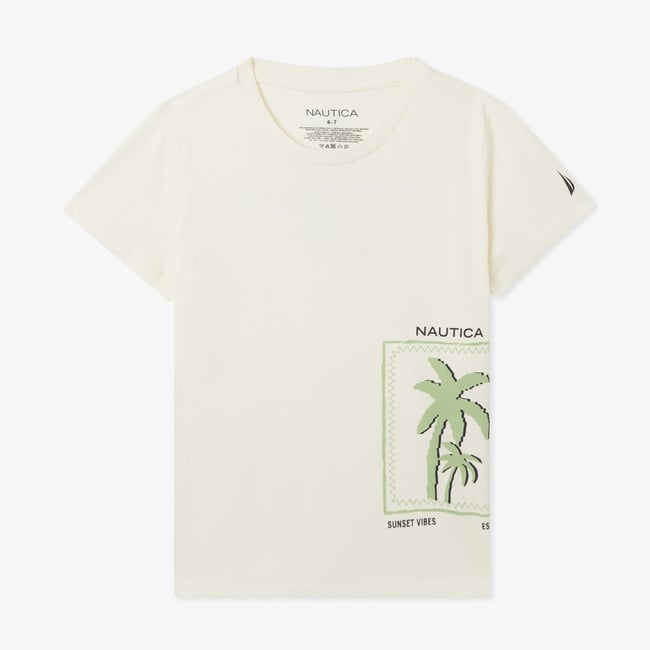  Nautica Erkek Çocuk Krem Regular Fit Baskılı T-Shirt