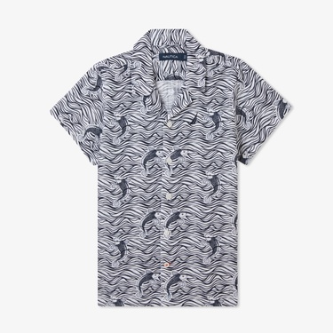  Nautica Erkek Çocuk Mavi Classic Fit Desenli Gömlek