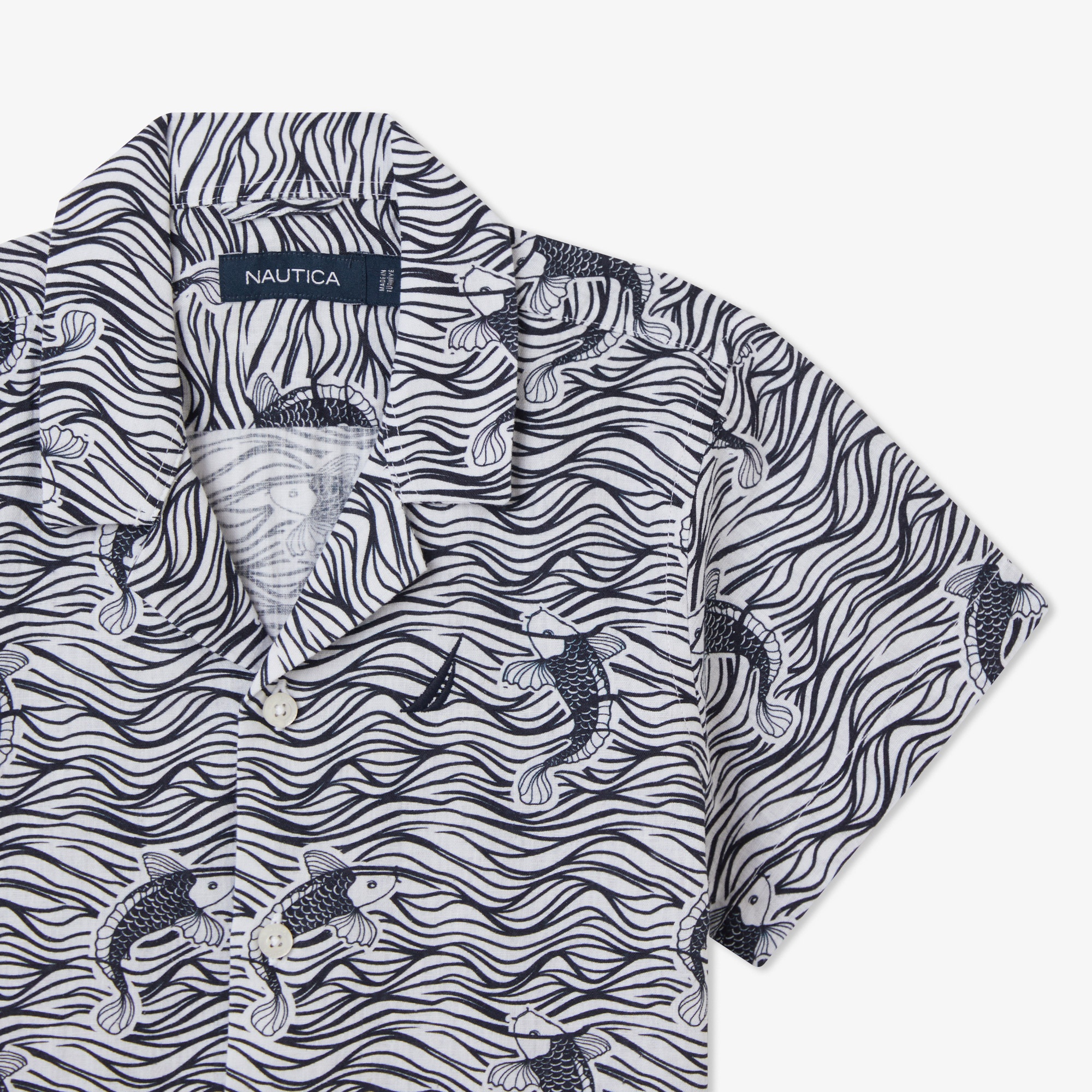 Nautica Erkek Çocuk Siyah Classic Fit Desenli Gömlek