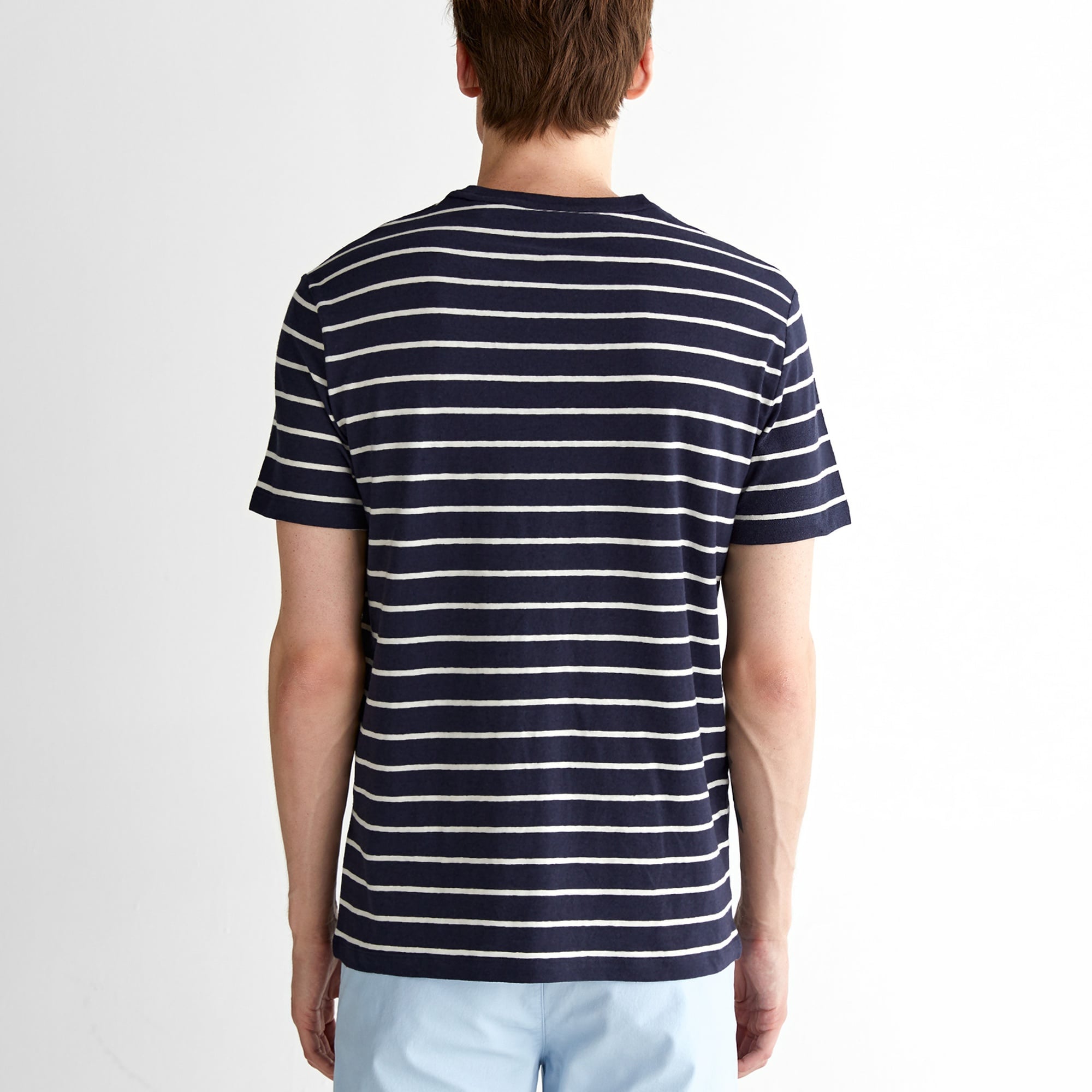 GANT Erkek Lacivert Regular Fit Bisiklet Yaka Çizgili T-Shirt