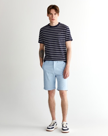  GANT Erkek Lacivert Regular Fit Bisiklet Yaka Çizgili T-Shirt