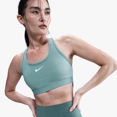  Nike Swoosh Medium Support Kadın Yeşil Bra