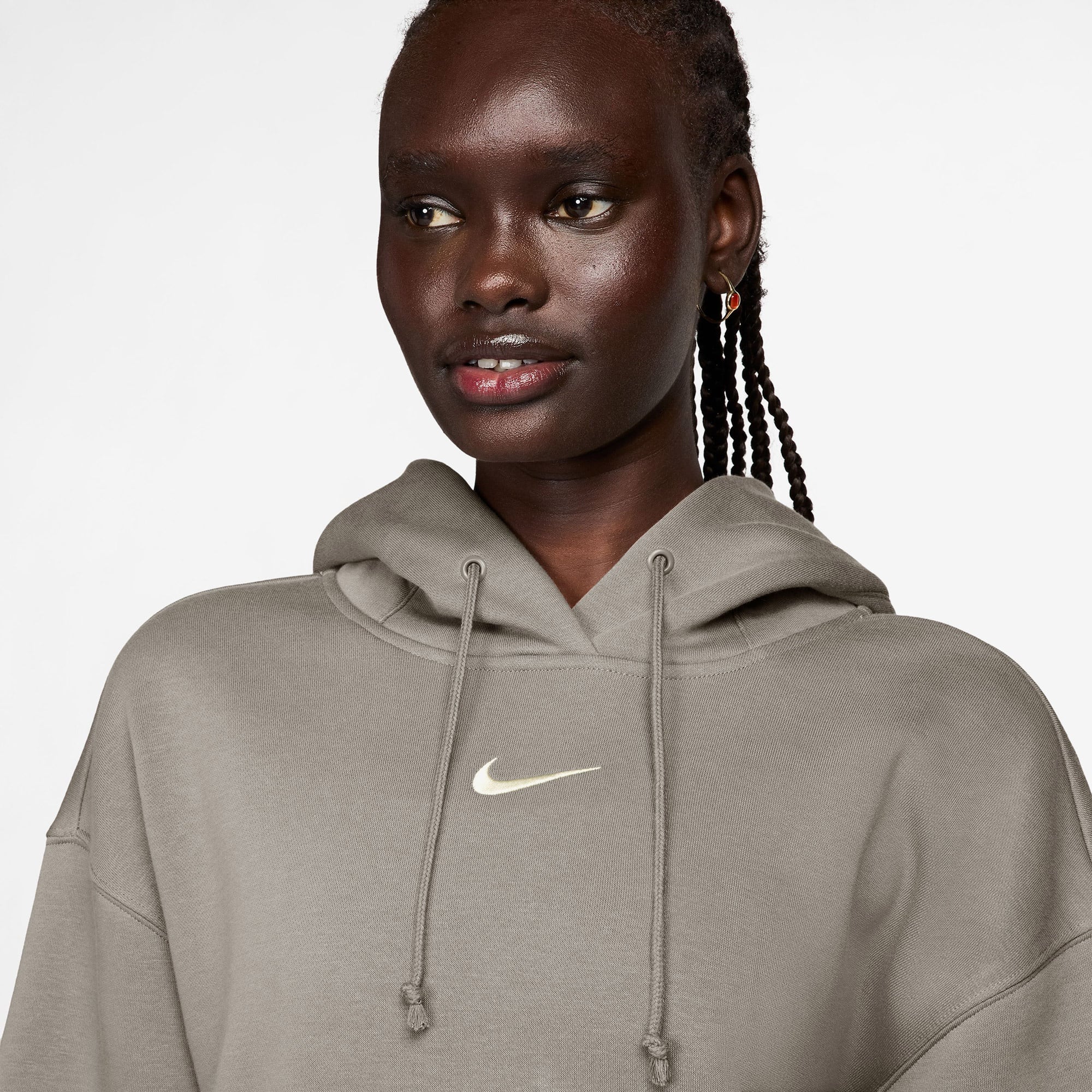 Nike Sportswear Phoenix Fleece Kadın Gri Hoodie