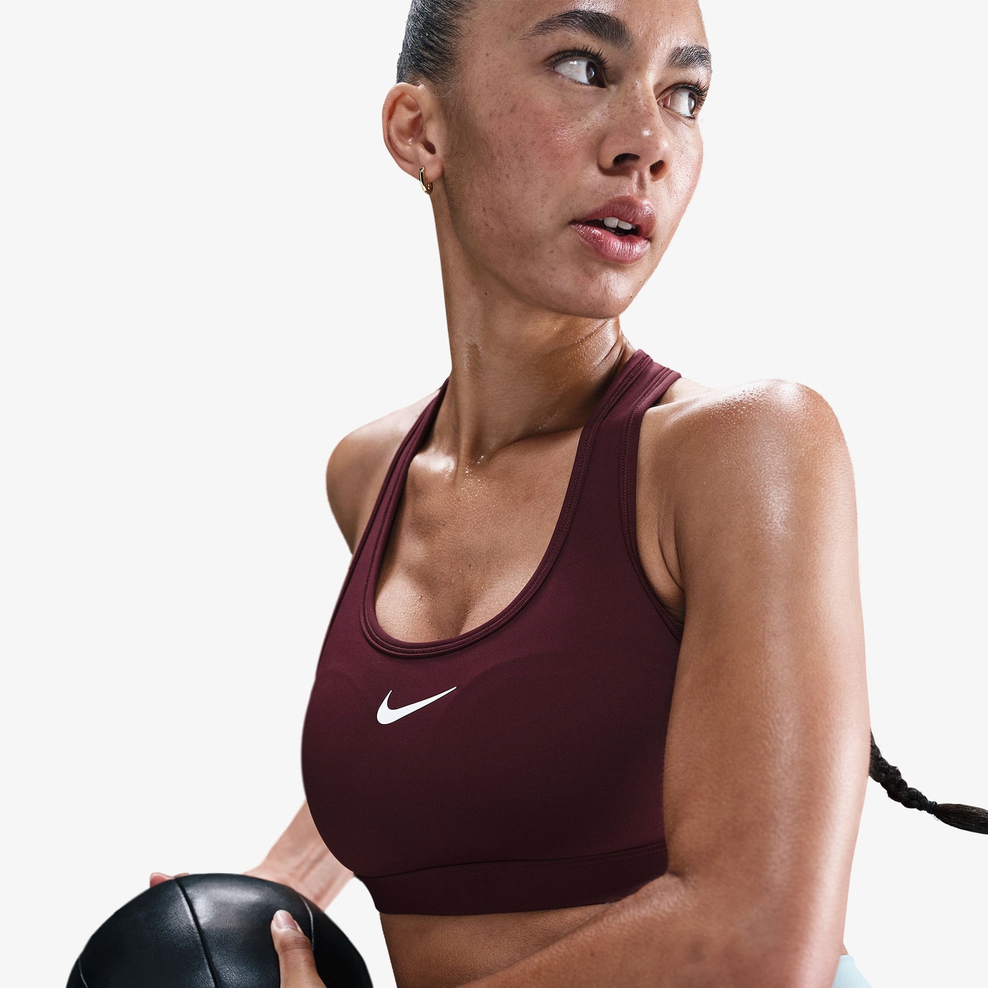 Nike Swoosh Medium Support Kadın Bordo Bra