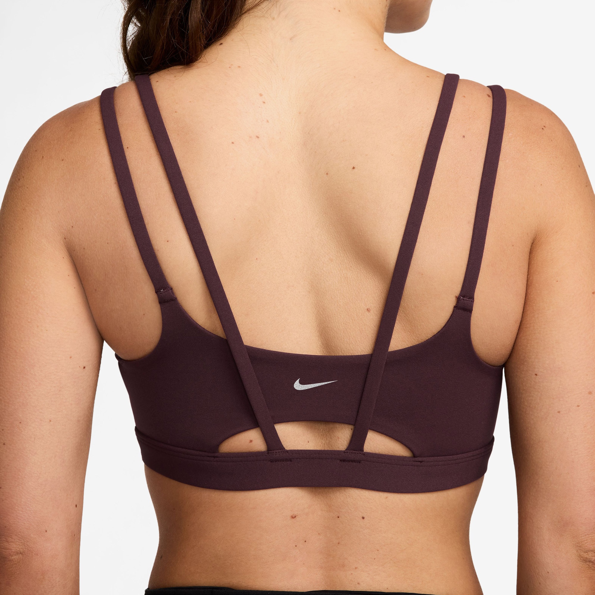Nike Dri-Fit Zenvy Strappy Kadın Bordo Bra