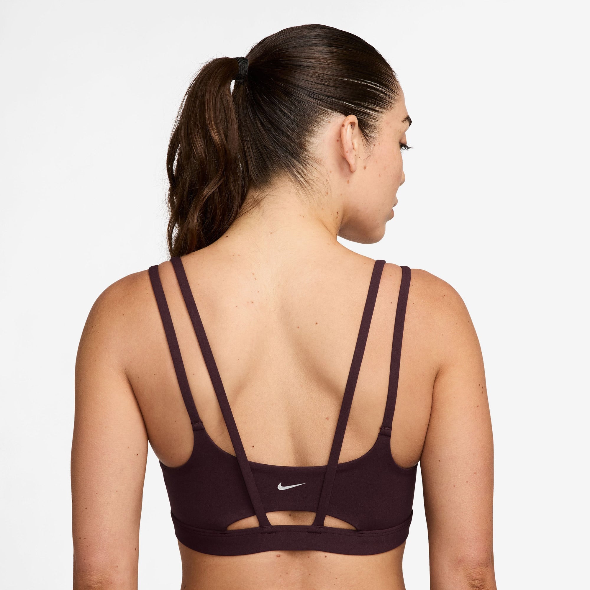 Nike Dri-Fit Zenvy Strappy Kadın Bordo Bra