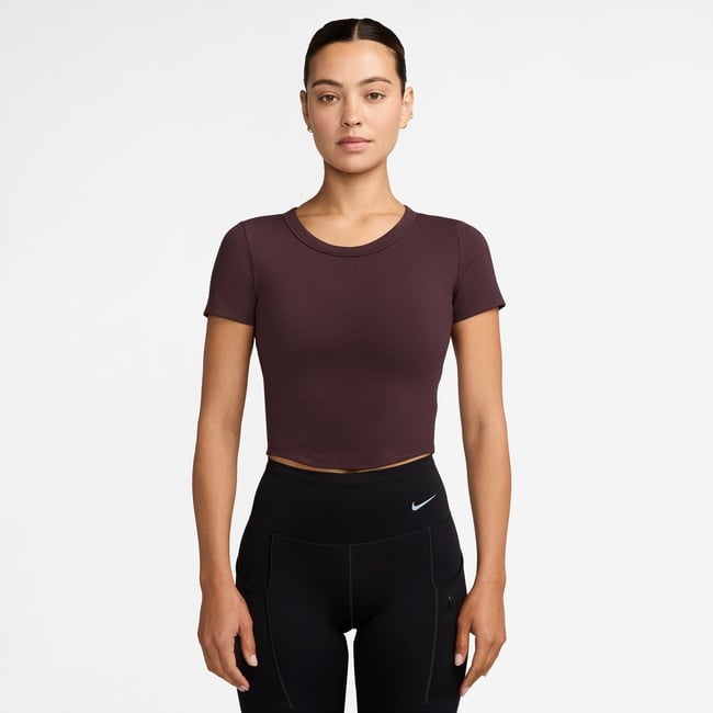  Nike One Fitted Dri-Fit Kadın Bordo Crop T-Shirt