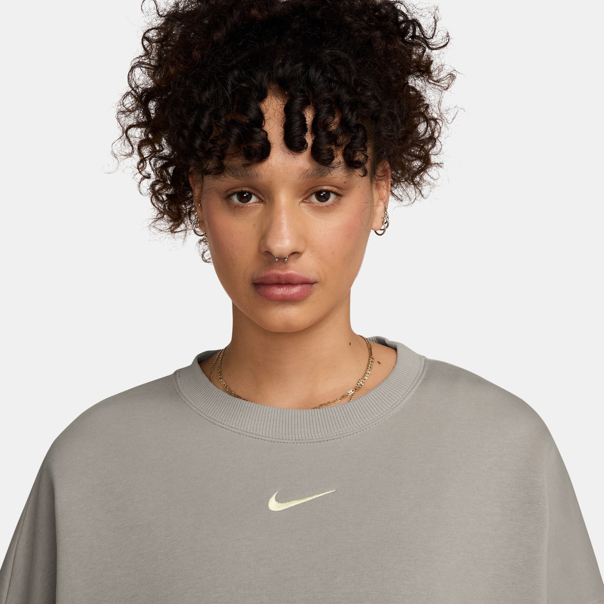Nike Sportswear Phoenix Fleece Over size Crew Kadın Gri Sweatshirt