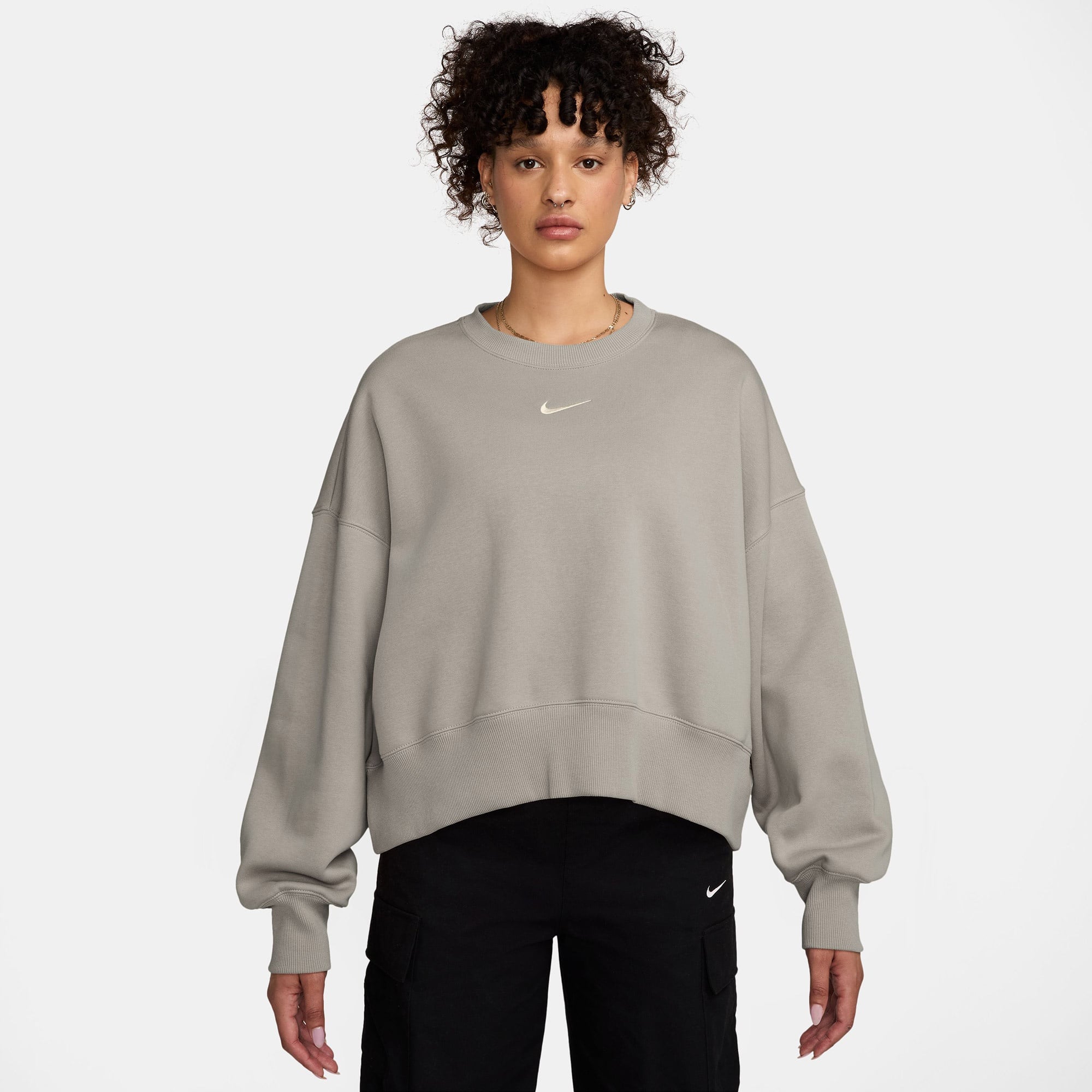 Nike Sportswear Phoenix Fleece Over size Crew Kadın Gri Sweatshirt