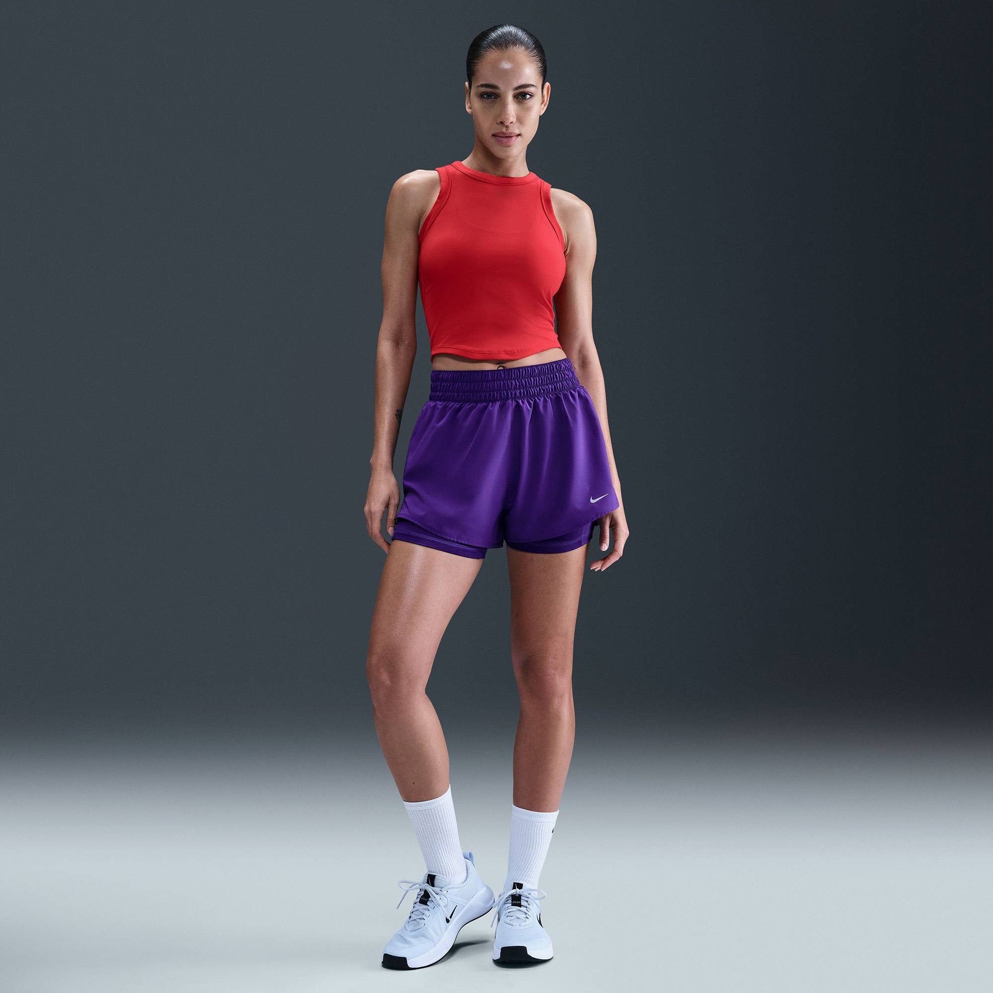 Nike One Dri-Fit 8 cm Kadın Mor Şort