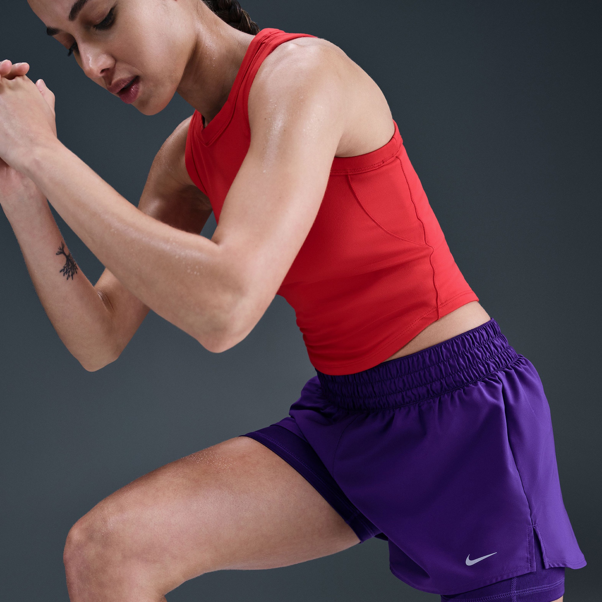 Nike One Dri-Fit 8 cm Kadın Mor Şort