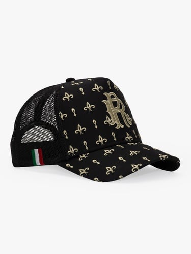  RustandRich Kadın Erkek Siyah/Gold Trucker Şapka-Premium Collection-Regalia