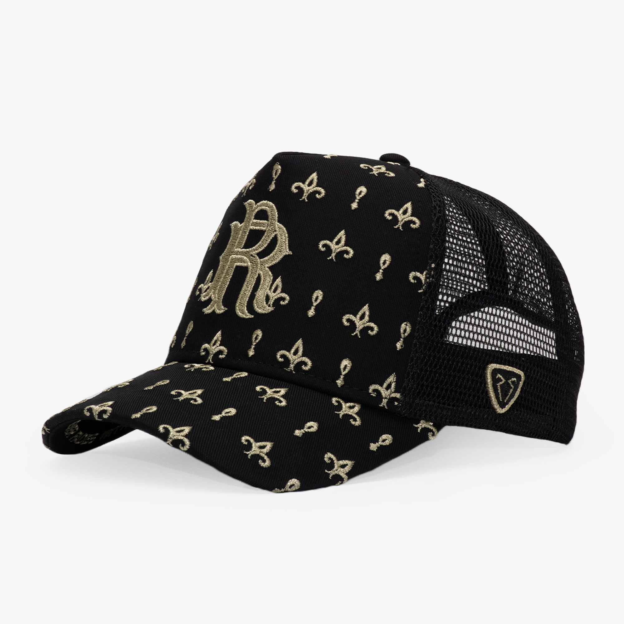 RustandRich Kadın Erkek Siyah/Gold Trucker Şapka-Premium Collection-Regalia