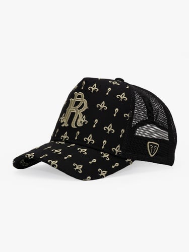  RustandRich Kadın Erkek Siyah/Gold Trucker Şapka-Premium Collection-Regalia